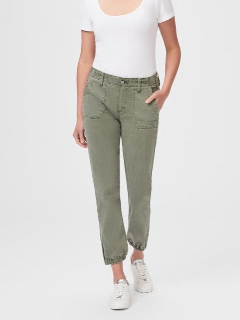 PAIGE Mayslie Mid Rise Green Utility Slim Jogger Pants Size 29